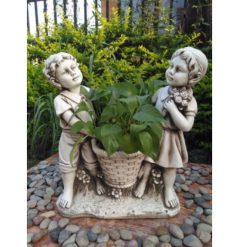 Boy & Girl Holding Basket