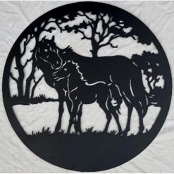Horse & Foal Round Wall Art